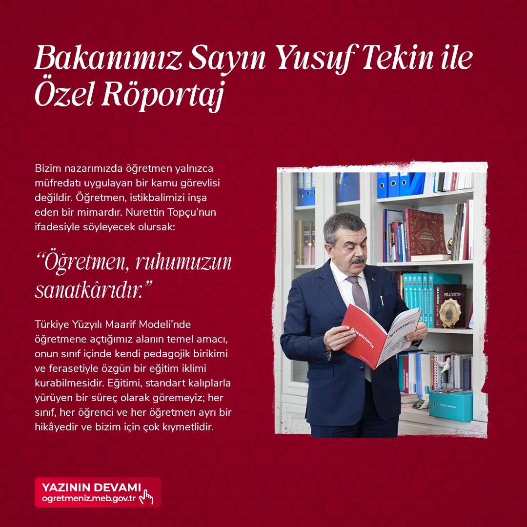 BAKANIMIZ SAYIN YUSUF TEKİN İLE ÖZEL RÖPORTAJ